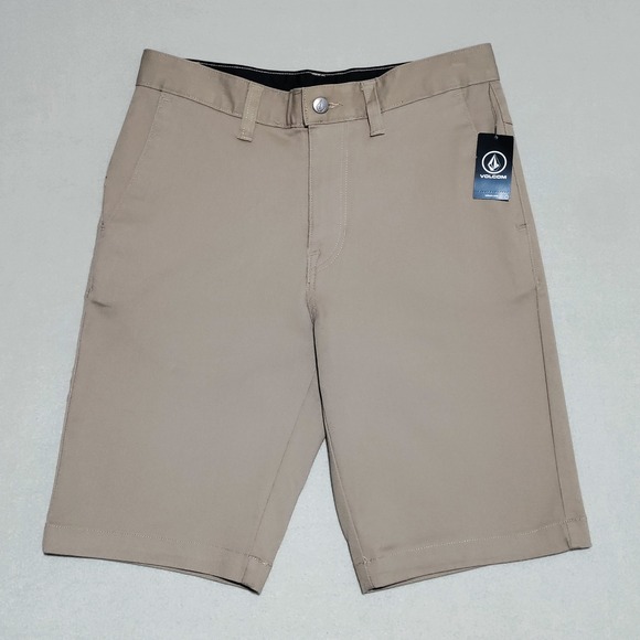 Volcom Vmonty‎ Stretch 22 Khaki Chino Shorts Mens Size 29 Flat Front Casual NEW - Picture 2 of 14